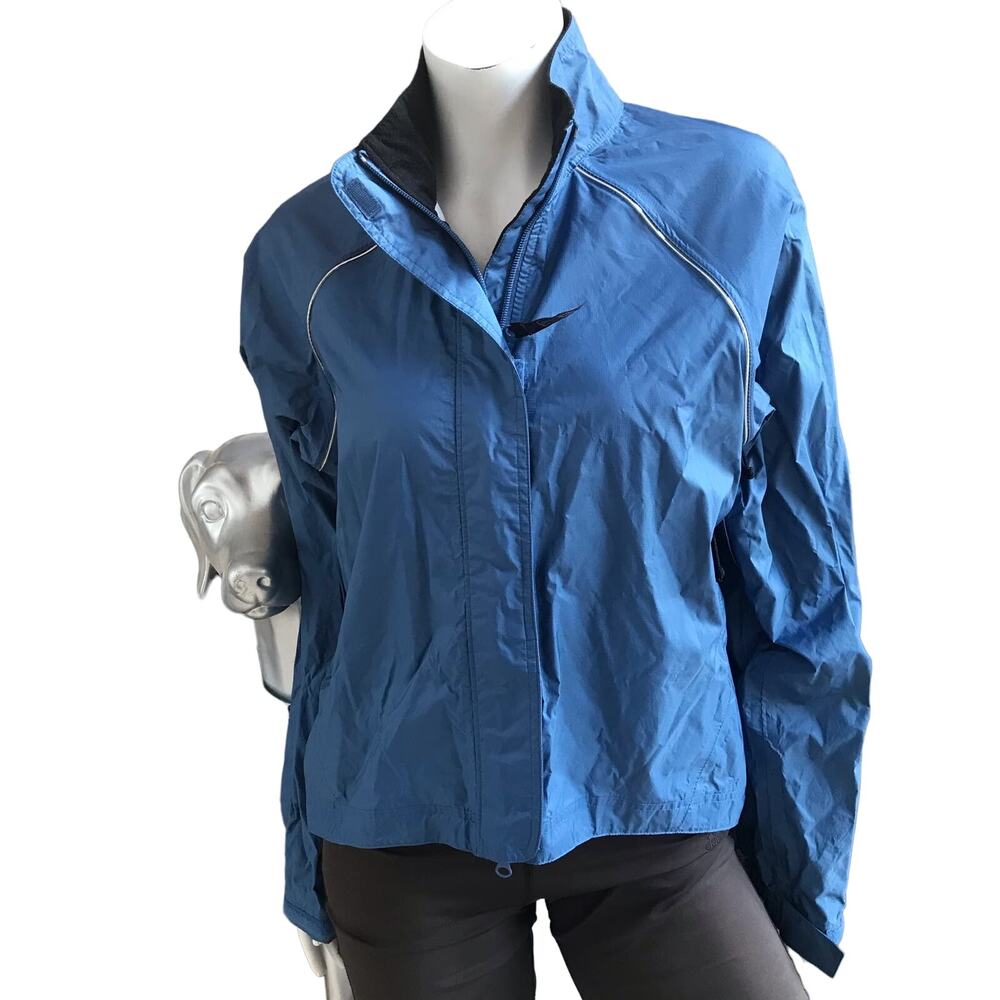 REI Full Zip Rain Blue Jacket Coat with Zipped Pocket Women's Size Small